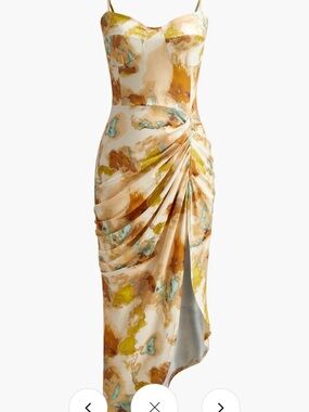 Brand New Asymmetrical Pleated Split Cami Dress